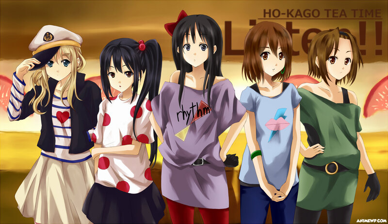 Five Anime Girls Standing — Yellow