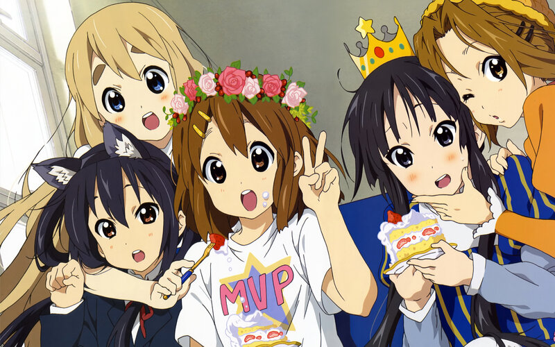 Five Anime Girls Together — Blue