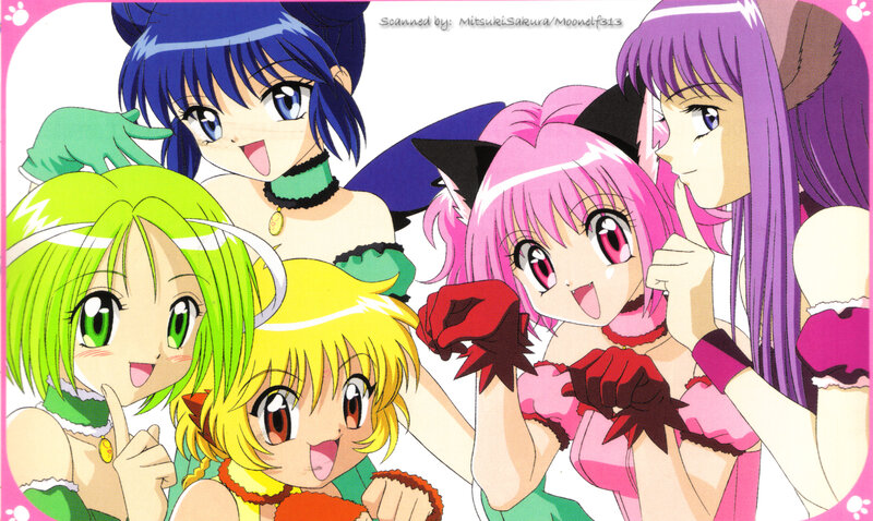 Five Anime Girls Together — Pink, Cheerful