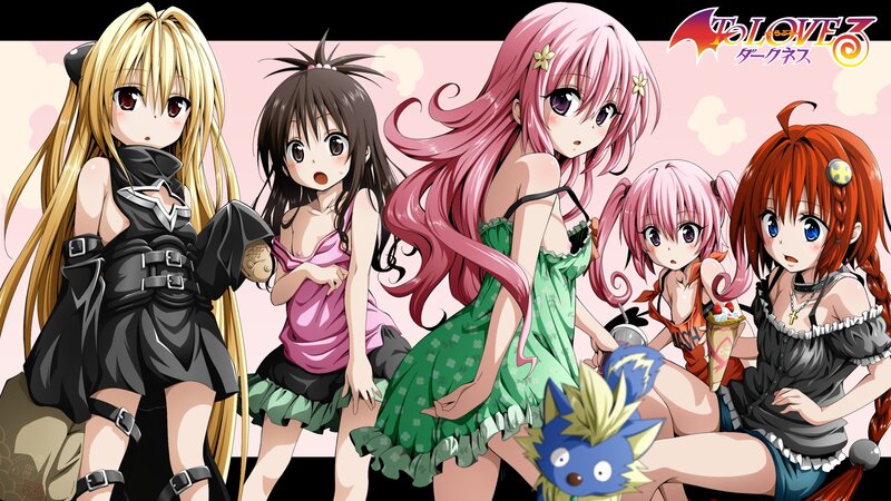 Five Anime Girls Together — Pink, Playful