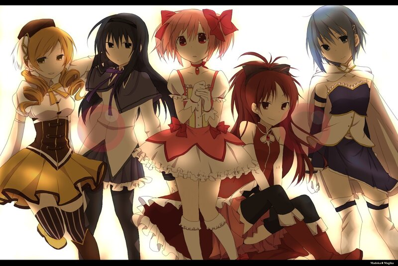 Five Anime Girls Together — White, Calm