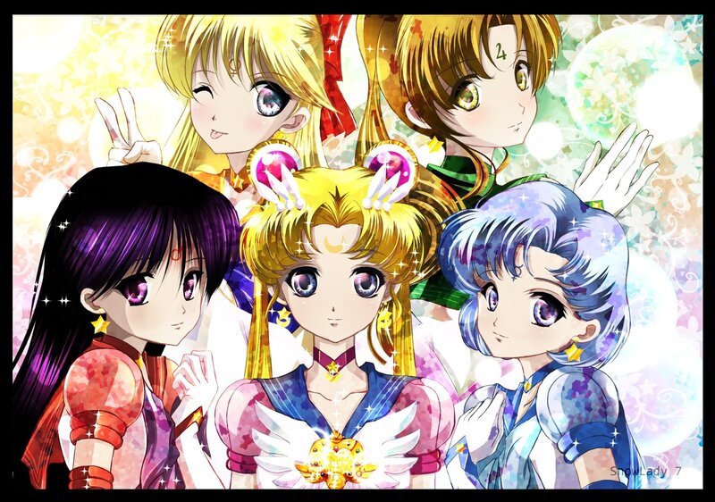 Five Anime Girls Together — Yellow