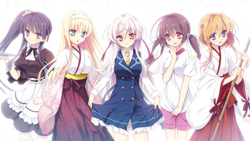 Five Anime Girls — White, Peaceful