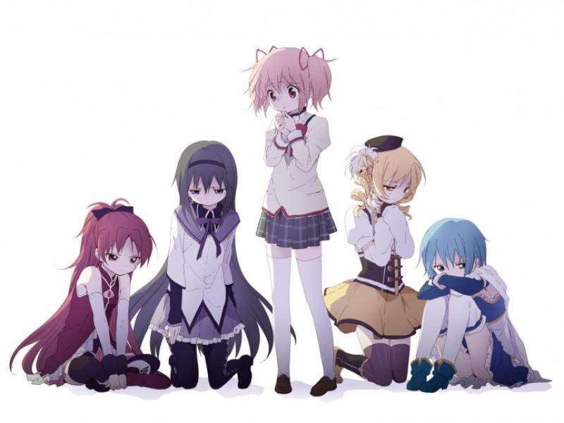 Five Anime Girls — White