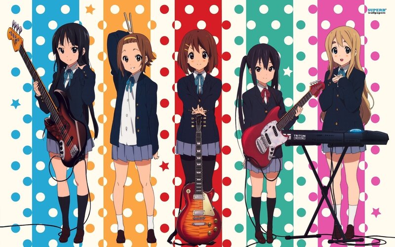Five Anime Girls with Instruments — Blue