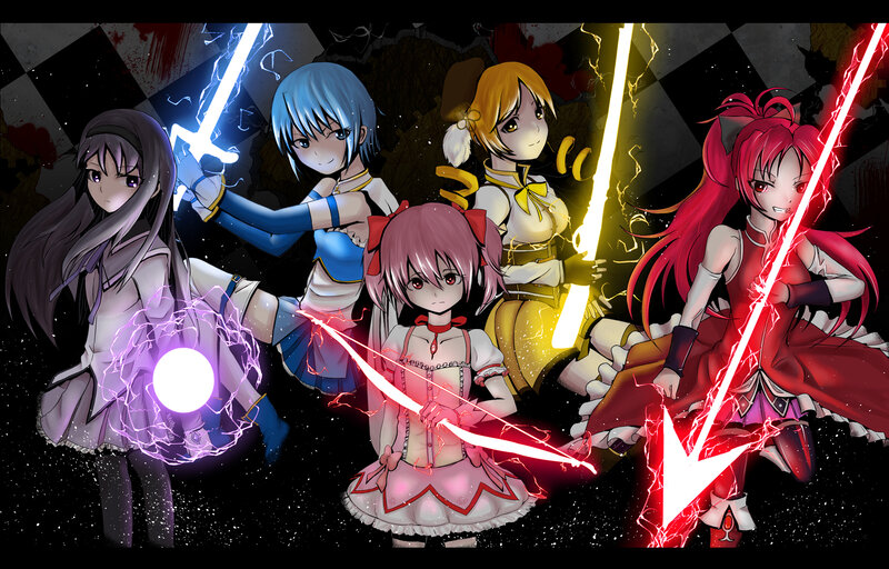 Five Anime Girls with Lightsabers