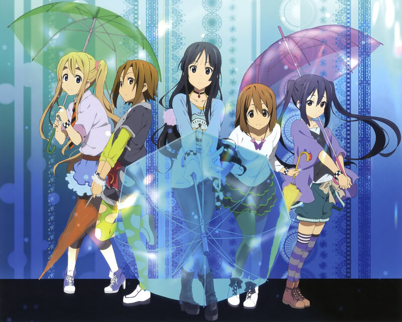 Five Anime Girls with Umbrellas