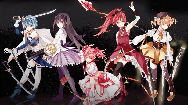 Five Anime Girls with Weapons — Black