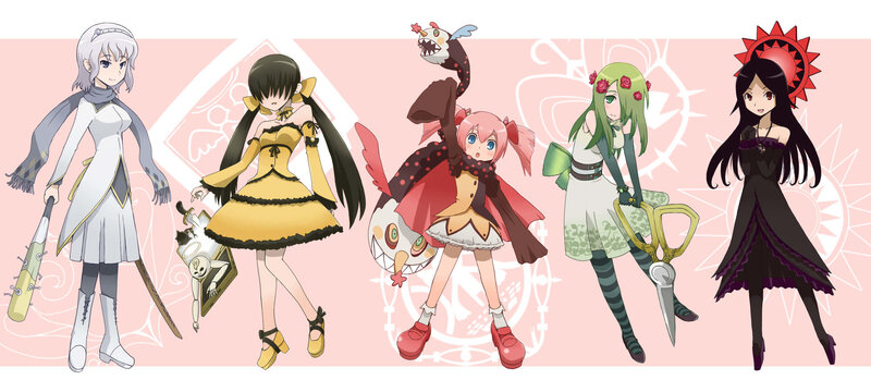 Five Anime Girls with Weapons — Pink, Dramatic