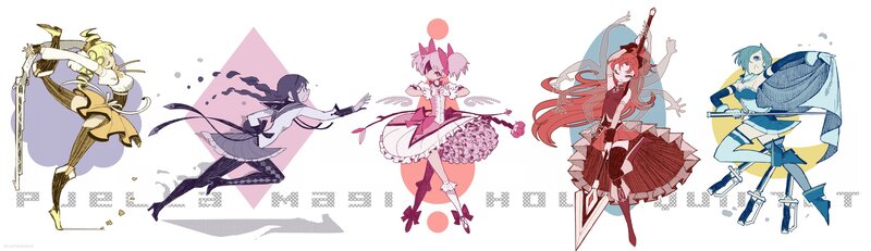Five Anime Girls with Weapons — Pink, Dynamic