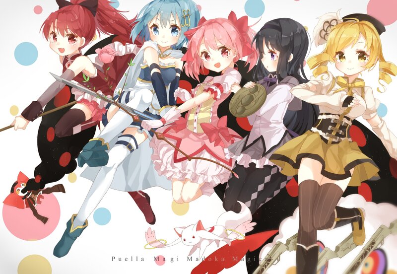 Five Anime Girls with Weapons — Pink, Playful, Animals