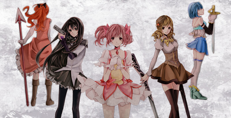 Five Anime Girls with Weapons — Pink