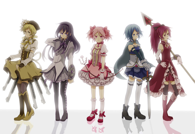 Five Anime Girls with Weapons — White, Confident