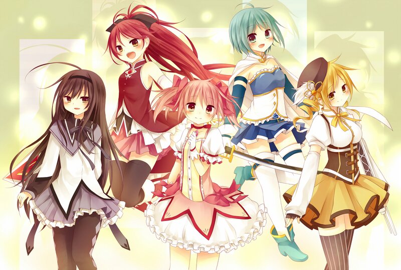 Five Anime Girls — Yellow, Bright