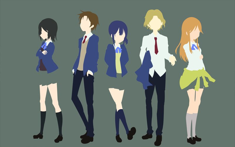 Five Anime Students — Blue, Neutral, School Uniforms, Blazers