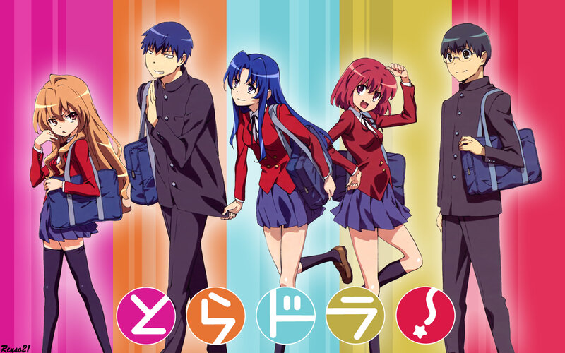 Five Anime Students — Pink, Vibrant