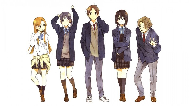 Five Anime Students — White