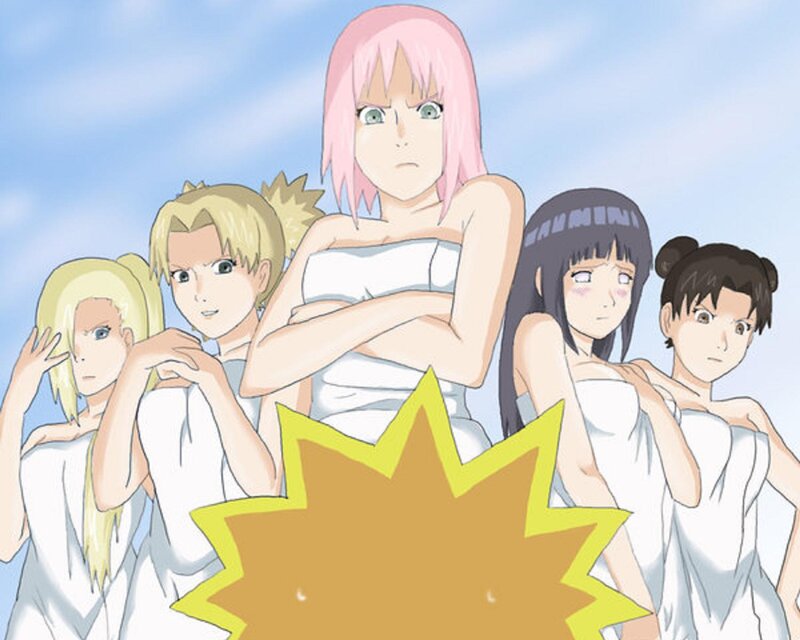 Five Anime Women in Towels
