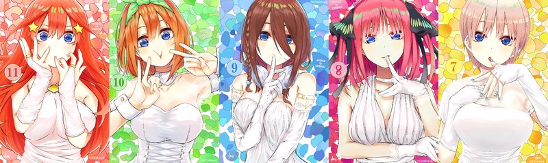 Five Anime Women in White — Red