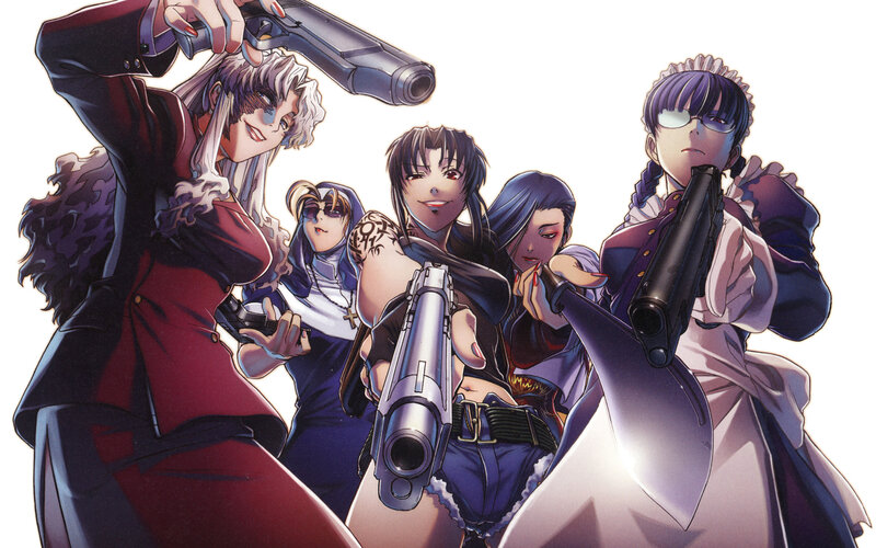Five Anime Women with Guns — Purple