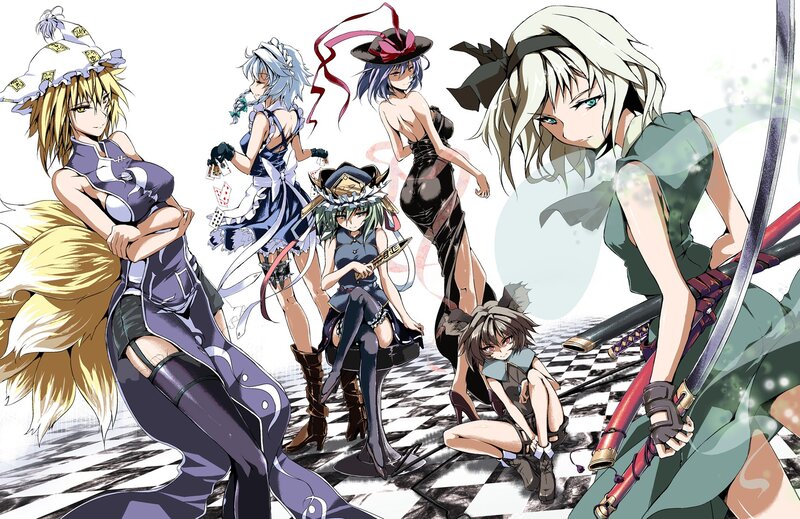 Five Anime Women with Swords