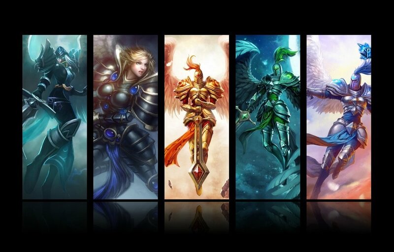 Five Armored Warriors — Blue, Dramatic, Digital Art