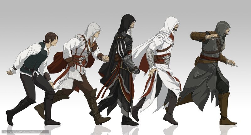 Five Assassins in Motion — White, Dramatic