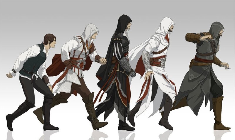 Five Assassins in Motion — White