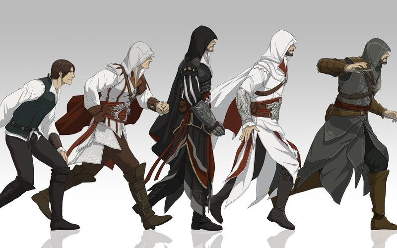 Five Assassins in Robes — White, Dramatic