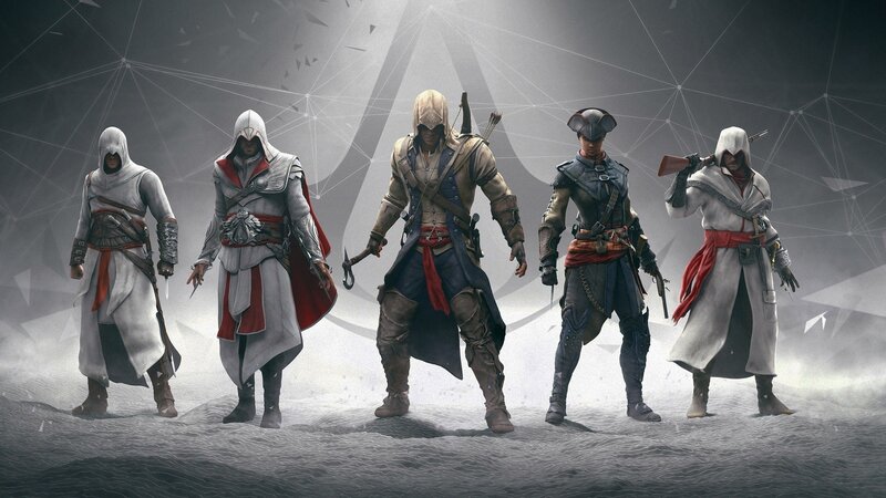 Five Assassins Standing — Gray, Dramatic