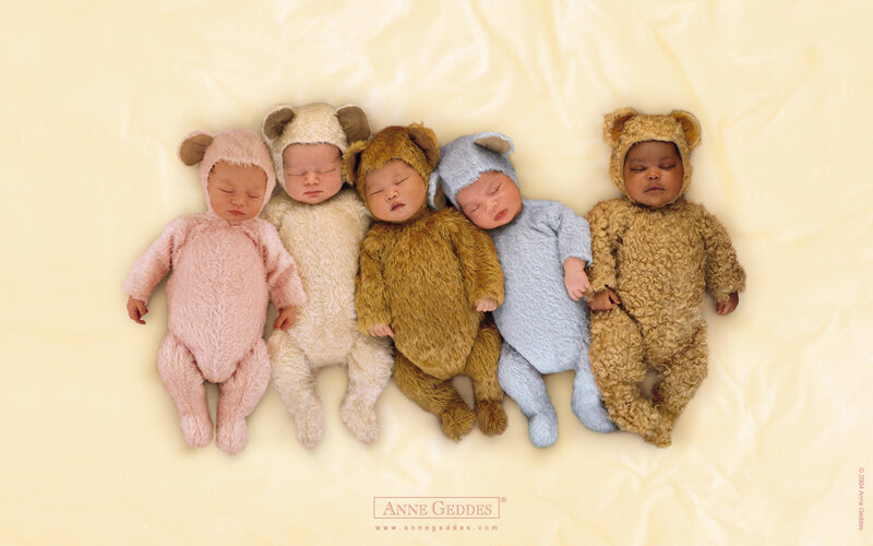 Five Babies in Bear Costumes