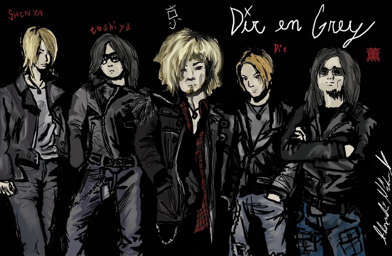 Five Band Members — Black, Dark, Digital Art