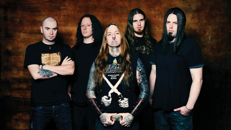 Five Band Members — Black, Serious, Photograph, Tattoos, Long Hair