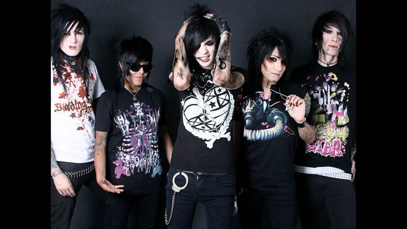 Five Band Members Posing — Black, Dark, Photograph