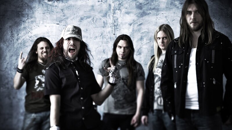 Five Band Members Posing — Gray