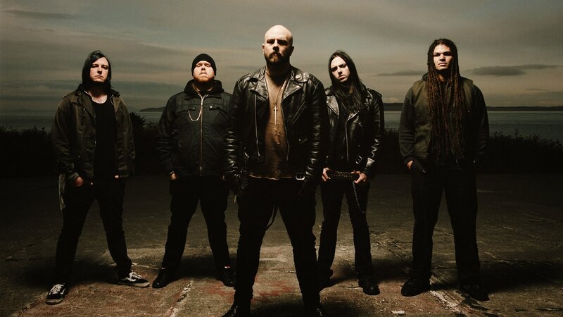 Five Band Members Standing — Black, Dramatic, Sunset, Photograph