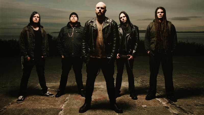 Five Band Members Standing — Black, Dramatic, Sunset