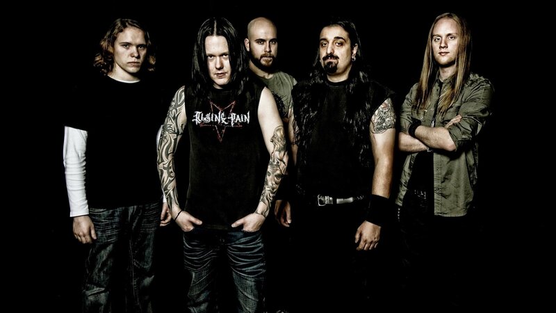 Five Band Members Standing — Black, Serious, Photograph, Tattoos