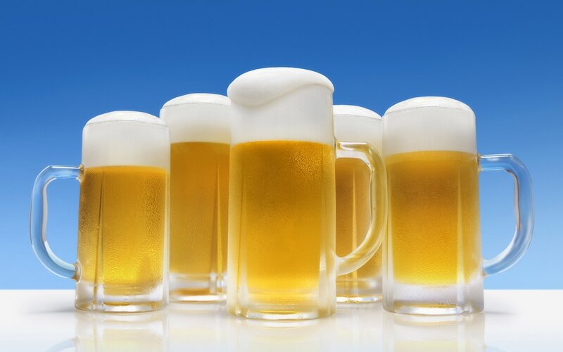 Five Beer Mugs — Blue