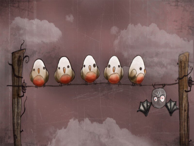 Five Birds on a Wire