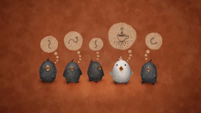Five Birds with Thought Bubbles