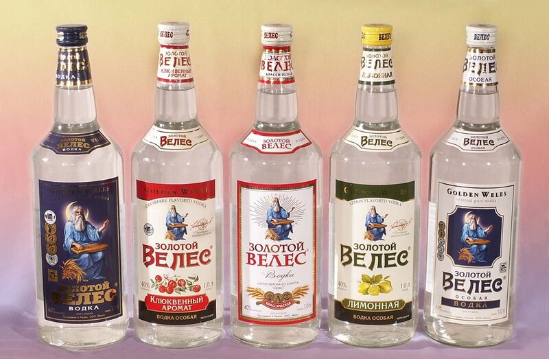 Five bottles of Golden Weles vodka
