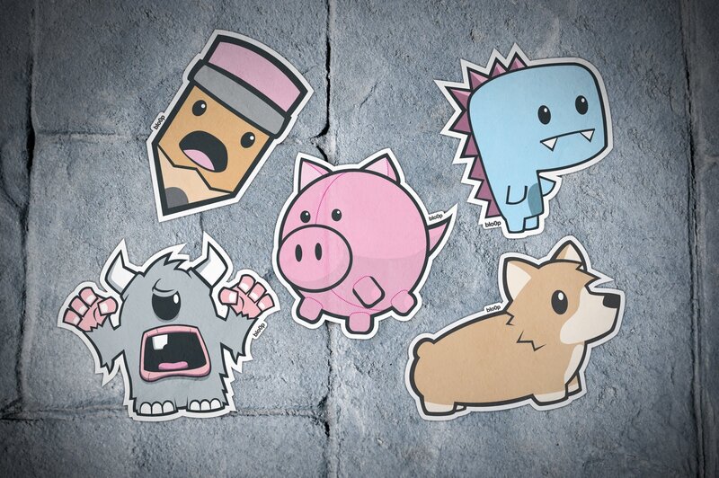 Five Cartoon Stickers
