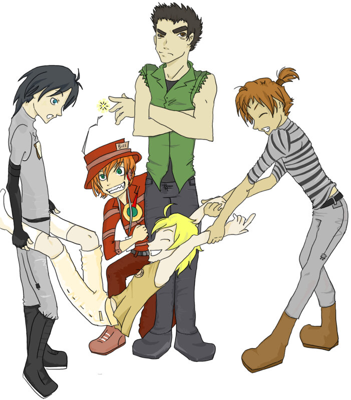 Five Characters in a Group — Gray