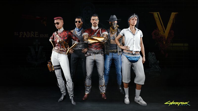 Five Characters in Cyberpunk Attire