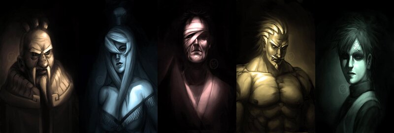 Five Characters in Dark Portraits