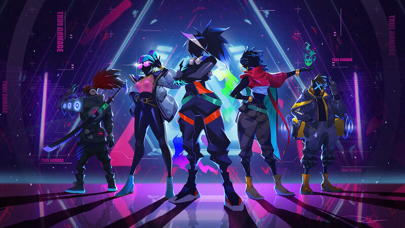 Five Characters in Neon Lights