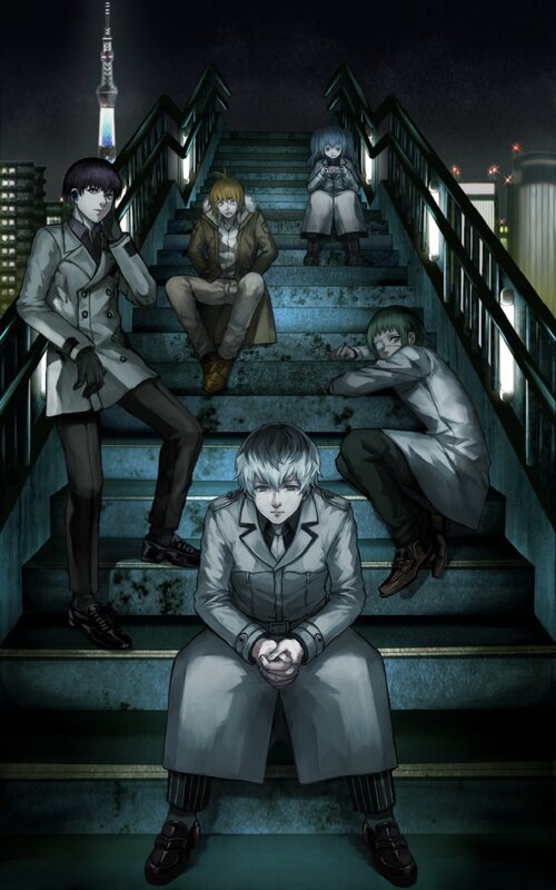 Five Characters on Stairs