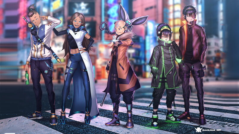 Five Characters on Street