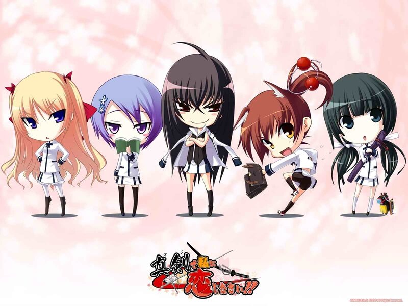 Five Chibi Anime Girls — Pink, Playful, Spring